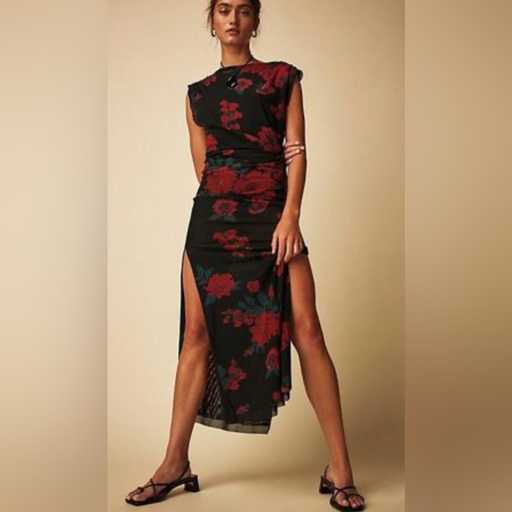 Free People Carmel Midi Dress- Midnight Combo NWOT